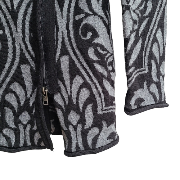 Avalanche Knit Sweater with Offset Zipper and Hood, Black And Grey, Size Small - Picture 4 of 8